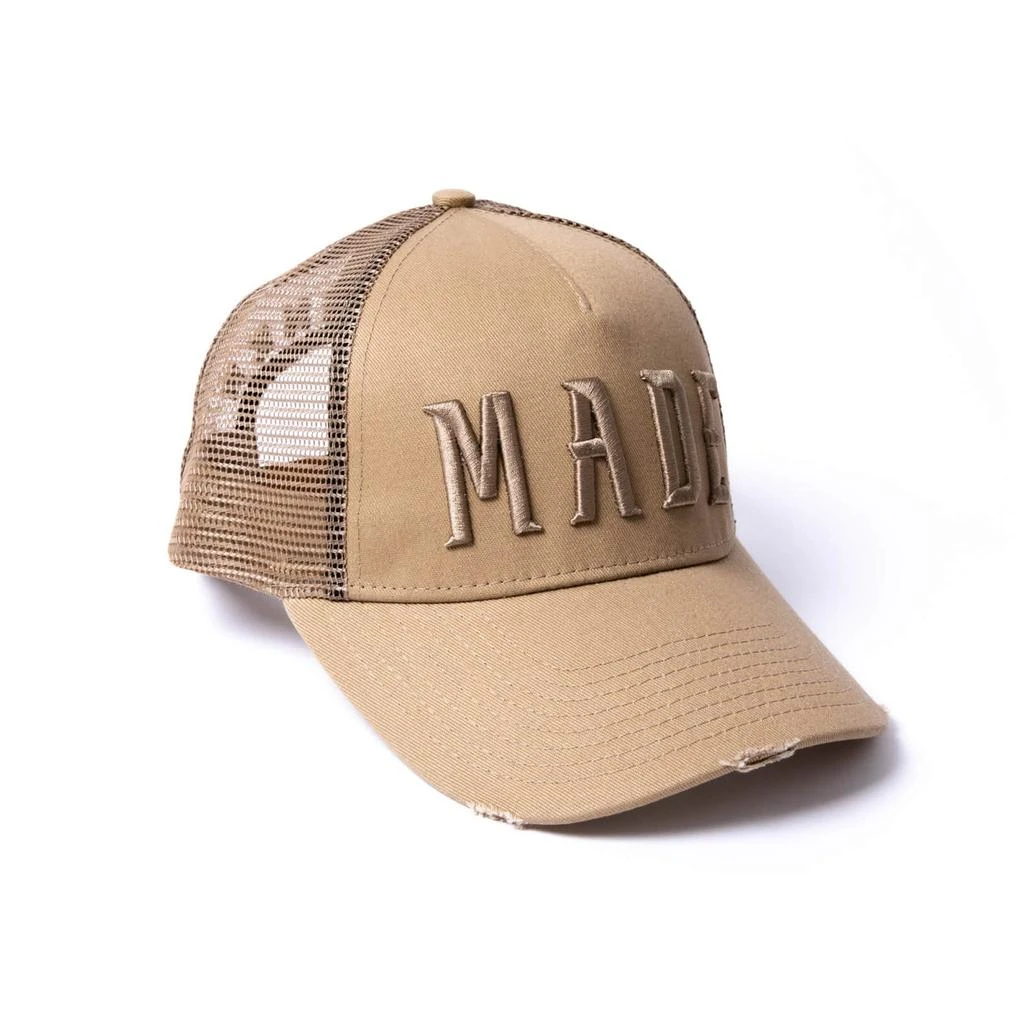 商品Original Hero|Milliner Almond Distressed Cotton Trucker Made 3D Embroidered,价格¥438,第1张图片详细描述