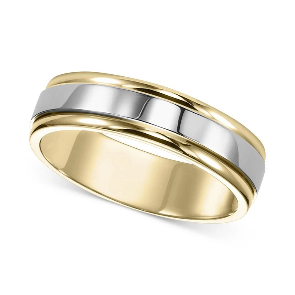 商品Macy's|Men's Two-Tone Polished Band in 14k Gold & White Gold,价格¥24666,第3张图片详细描述