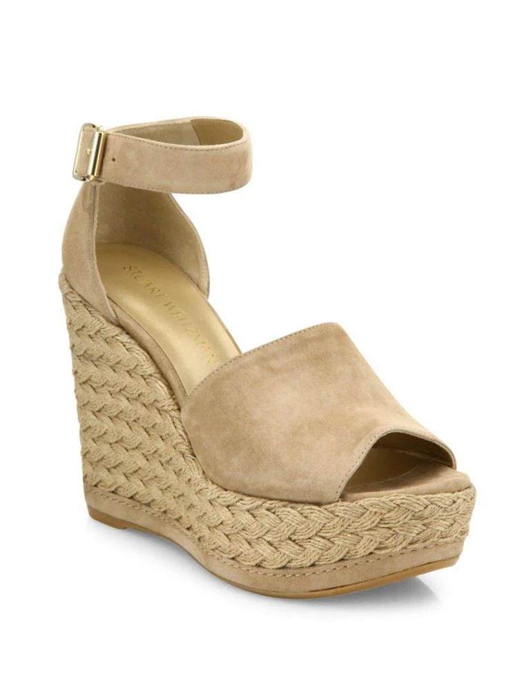 商品Stuart Weitzman|Sohojute Suede Espadrille Wedge Sandals,价格¥1364,第1张图片