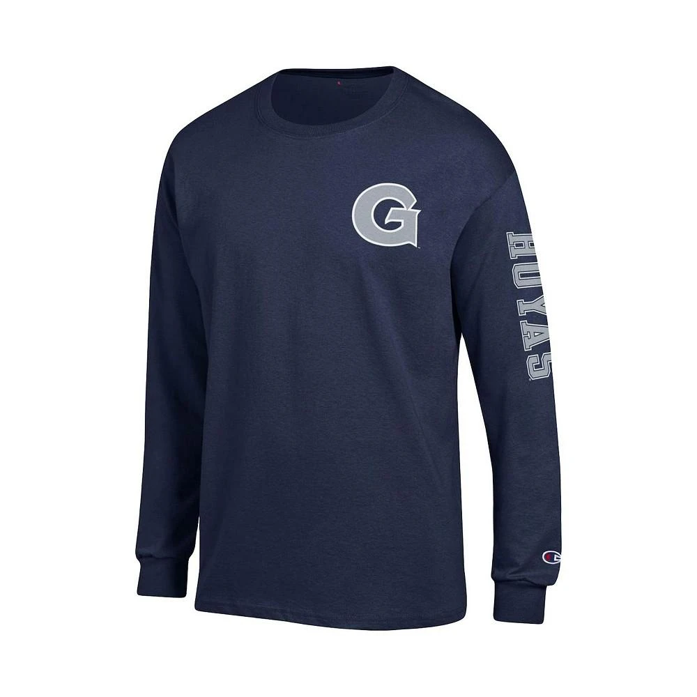 商品CHAMPION|Men's Navy Georgetown Hoyas Team Stack Long Sleeve T-shirt,价格¥222,第3张图片详细描述