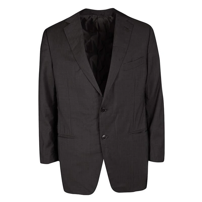 商品[二手商品] Zegna|Ermenegildo Zegna Brown Self Striped Micronsphere Wool Custom Made Blazer XL,价格¥913,第1张图片