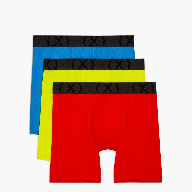 商品2(x)ist|(X) Sport Mesh | 6" Boxer Brief 3-Pack Fiery Red/Electric Blue/Safety Yellow,价格¥151,第1张图片