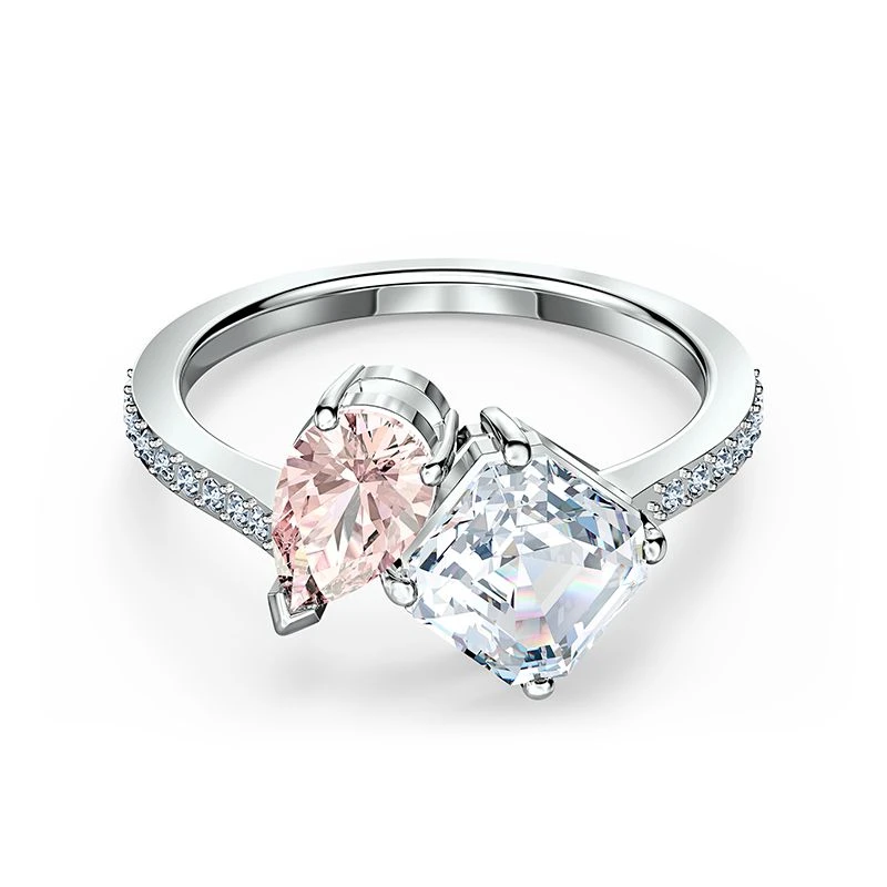 商品Swarovski|SWAROVSKI 女士银色粉色水晶灵魂戒指 5535285,价格¥483,第1张图片