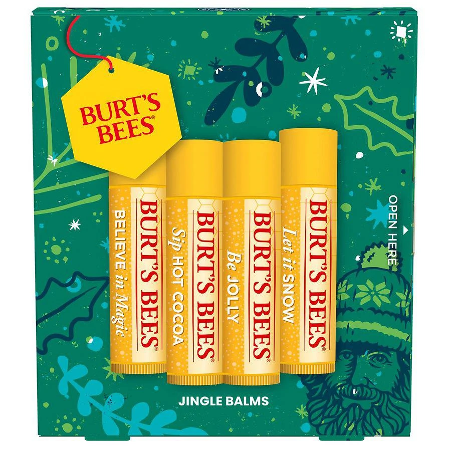 商品Burt's Bees|Jingle Balms Lip Balm Holiday Gift Set, 100% Natural Origin, Beeswax,价格¥101,第1张图片