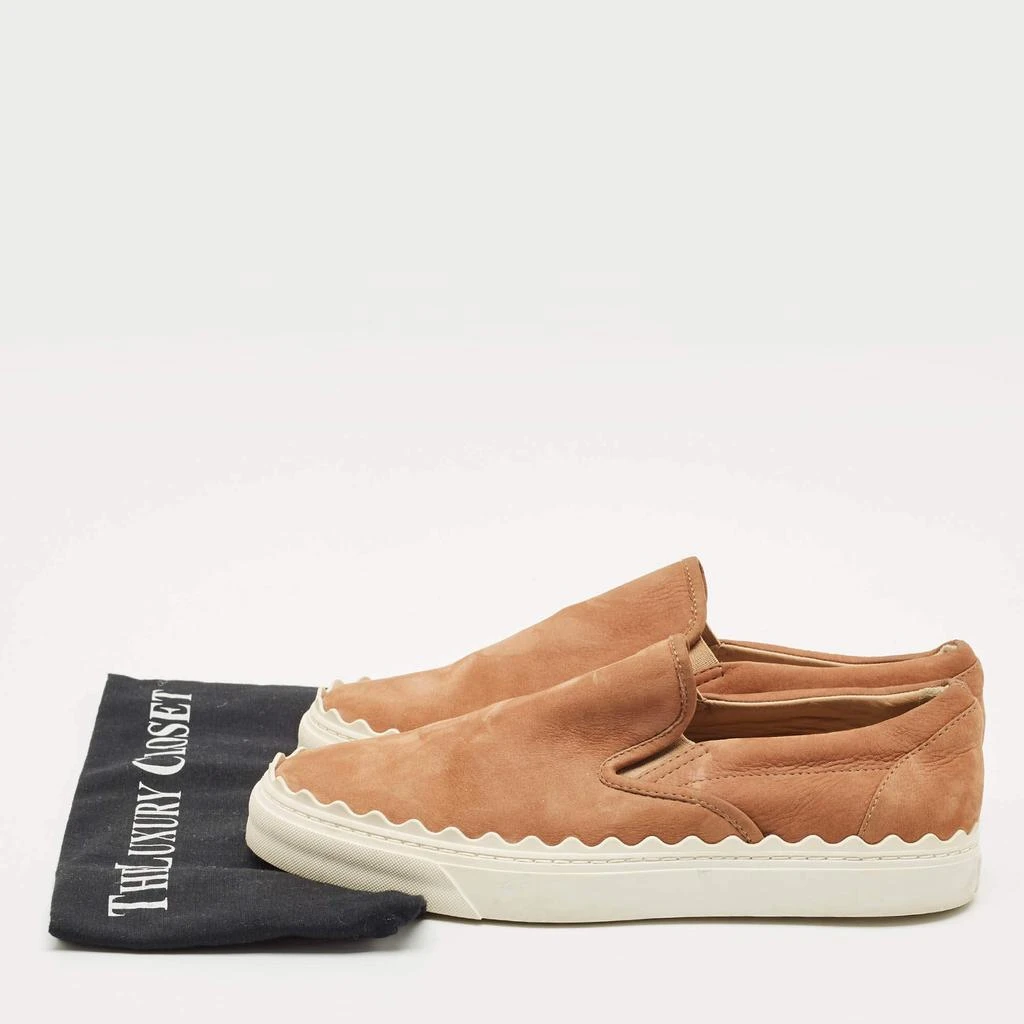 Chloe Brown Nubuck Leather Ivy Scallop Slip On Sneakers Size 40 商品