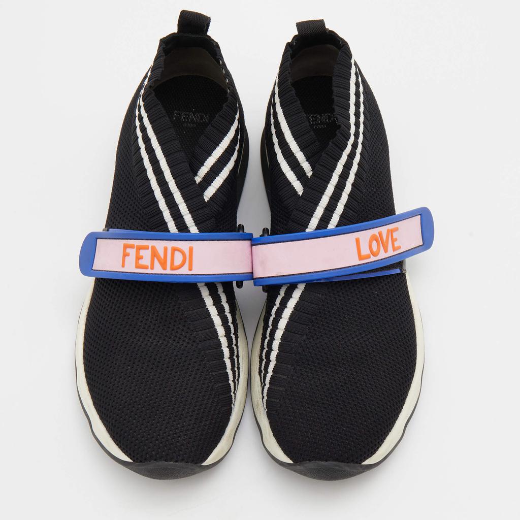 Fendi Black Knit Fabric Rockoko Low Top Sneakers Size 36商品第3张图片规格展示