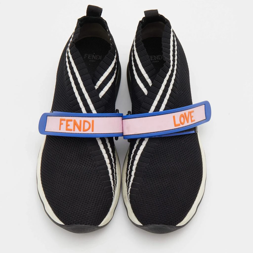 商品[二手商品] Fendi|Fendi Black Knit Fabric Rockoko Low Top Sneakers Size 36,价格¥1243,第3张图片详细描述