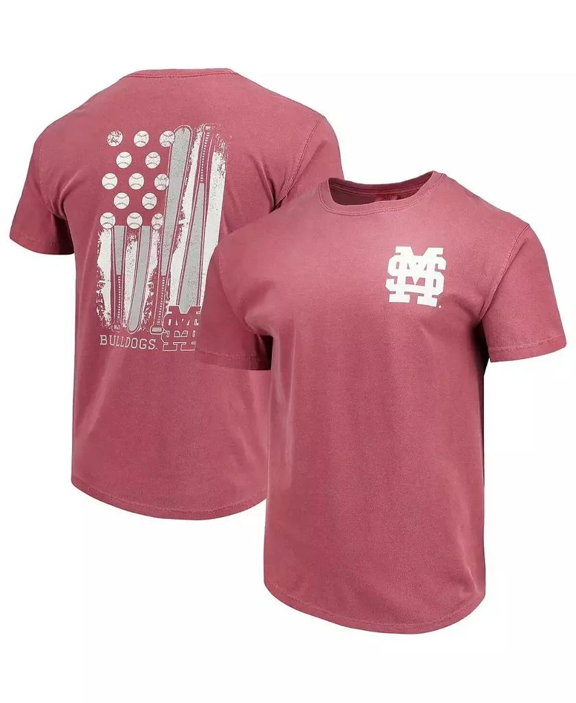 商品Image One|Men's Maroon Mississippi State Bulldogs Baseball Flag Comfort Colors T-shirt,价格¥241,第2张图片详细描述