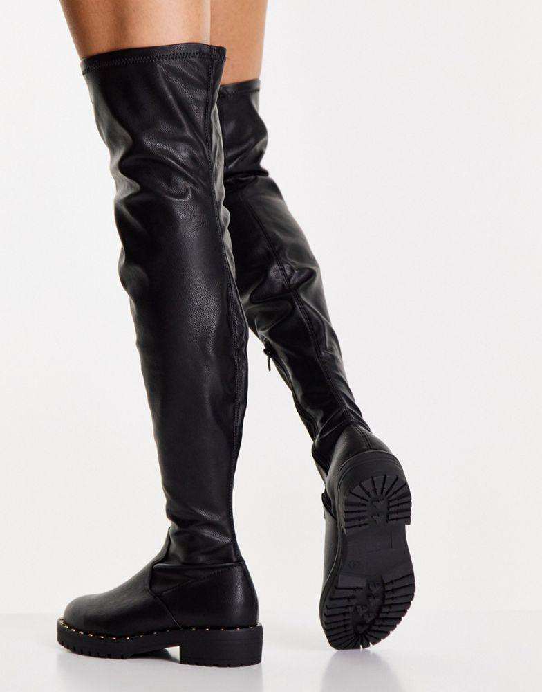 商品ASOS|ASOS DESIGN Kally flat over the knee boots in black,价格¥149,第6张图片详细描述