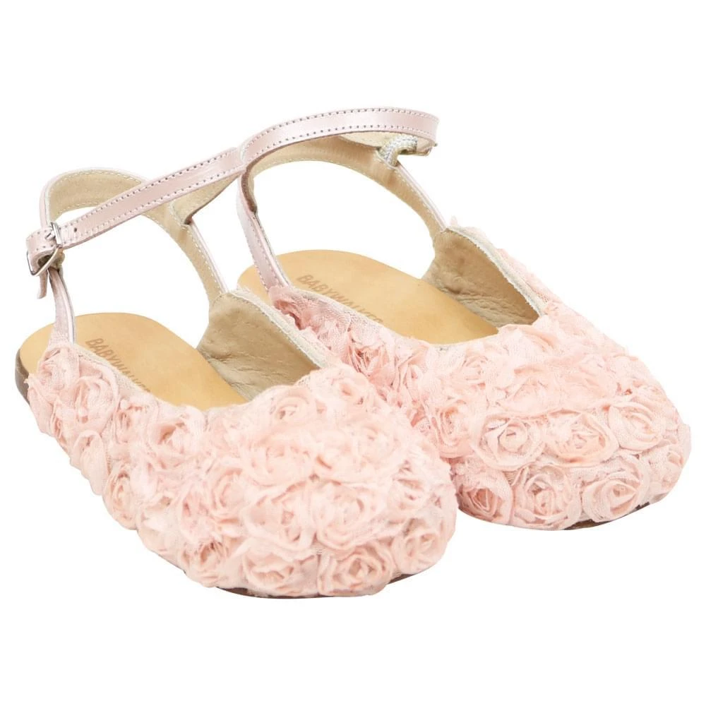 商品Babywalker|Pink Flower Slingback Shoes,价格¥384,第2张图片详细描述