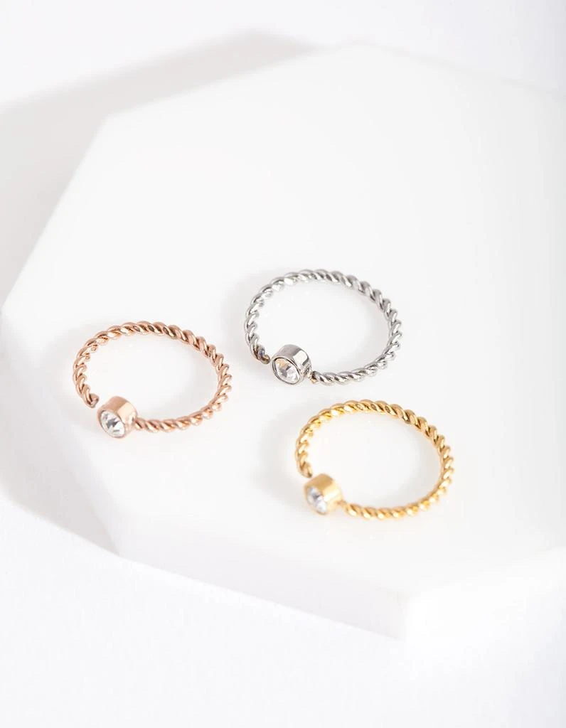 商品Lovisa|Mixed Metal Diamante Twist Nose Ring 3 Pack,价格¥81,第3张图片详细描述