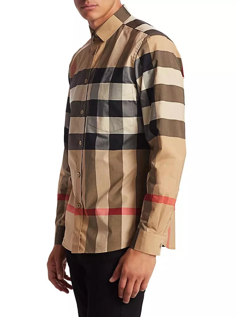 商品Burberry|Somerton Check Cotton Long-Sleeve Shirt,价格¥4762,第4张图片详细描述