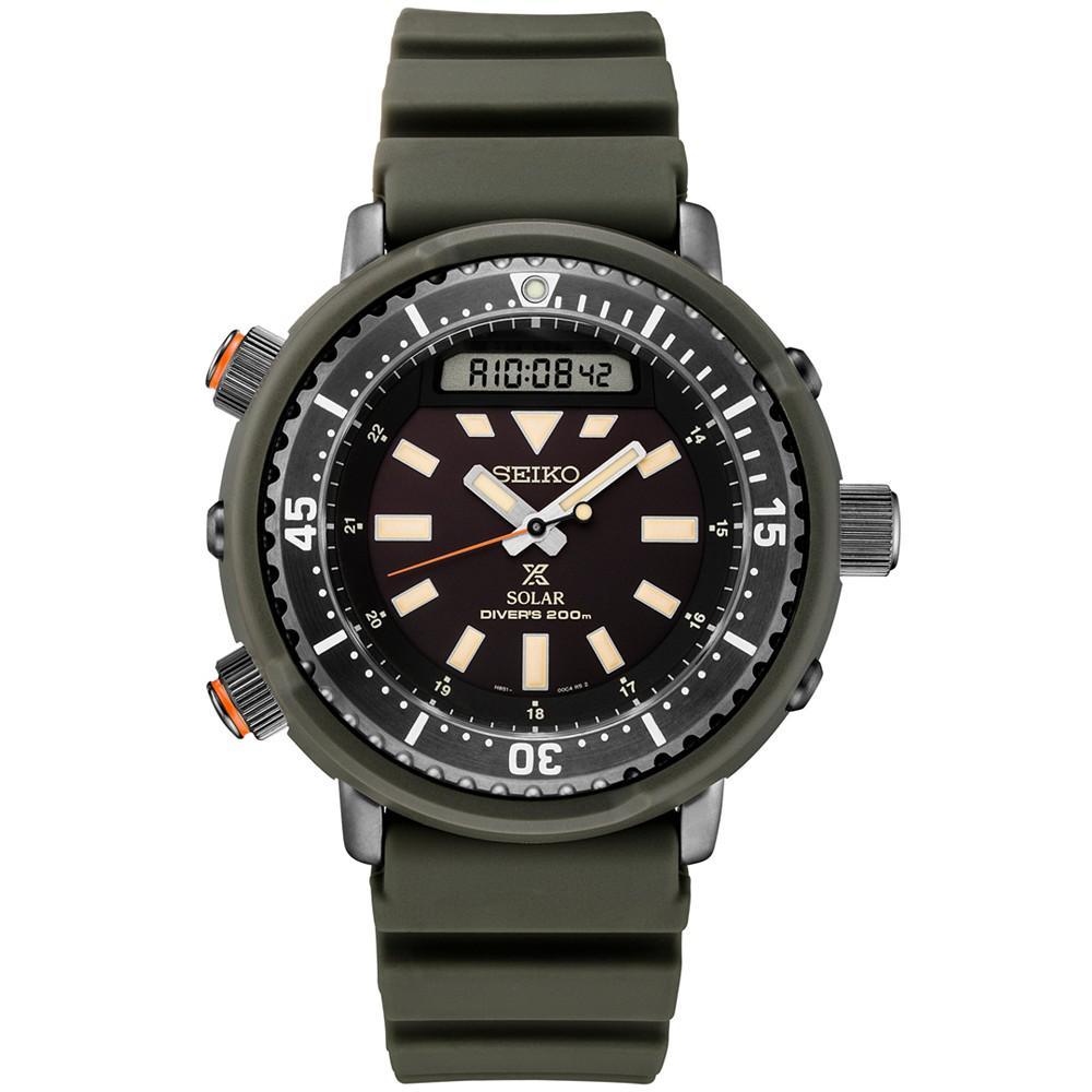 商品Seiko|Men's Analog-Digital Prospex Diver Solar Black Rubber Strap Watch 47.8mm,价格¥4093,第1张图片