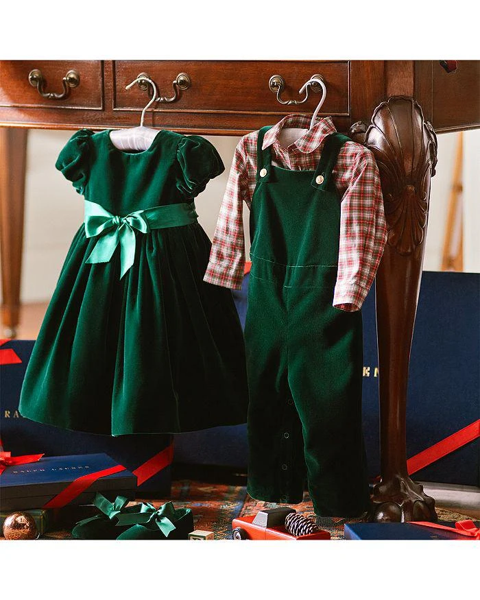 商品Ralph Lauren|Boys' Plaid Shirt & Velvet Overalls Set - Baby,价格¥778,第4张图片详细描述