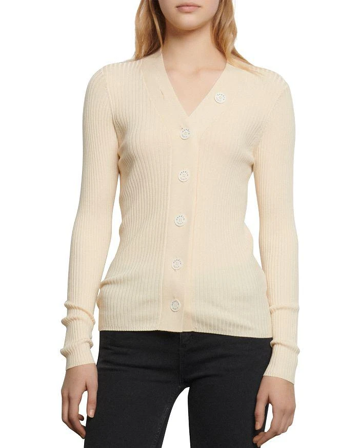 商品Sandro|Gabrielle Ribbed Knit Cardigan,价格¥1993,第1张图片