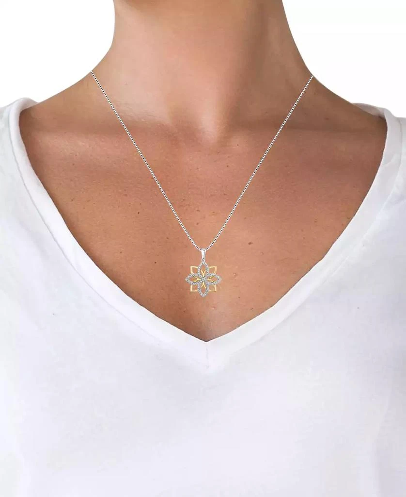 商品Sirena|Diamond Flower 18" Pendant Necklace (1/3 ct. t.w.) in 14k White & Yellow Gold,价格¥23140,第2张图片详细描述