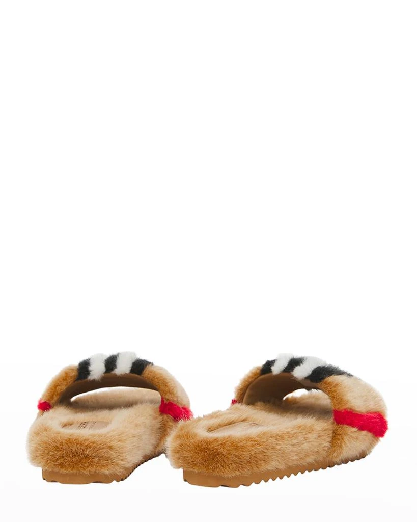 商品Burberry|Kid's Hockley Icon Stripe Faux Fur Slides, Size Kid/Toddlers,价格¥1571,第3张图片详细描述