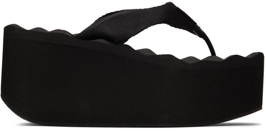 商品Alexander Wang|Black Warp Flip Flop Sandals,价格¥969,第1张图片