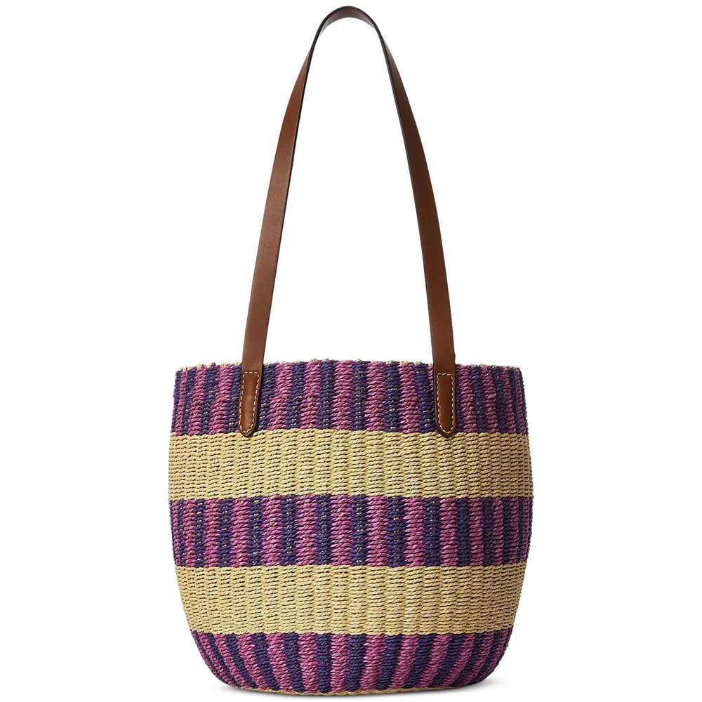 商品Ralph Lauren|Striped Straw Medium Hartley Tote Bag,价格¥1168,第2张图片详细描述