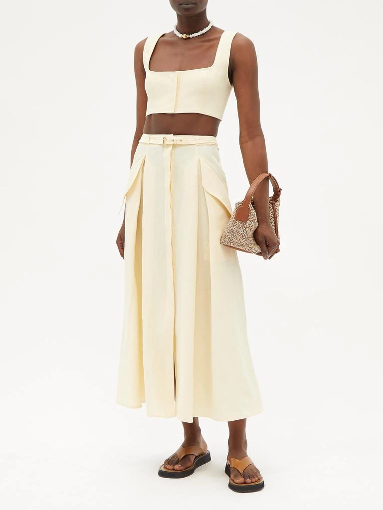 商品Le Kasha|Jirja concealed hook linen cropped top,价格¥1187,第2张图片详细描述
