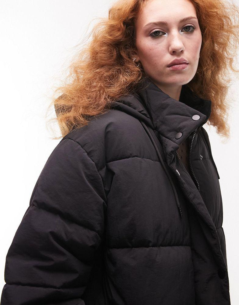 商品Topshop|Topshop mid length tie waist puffer jacket in black,价格¥623,第6张图片详细描述