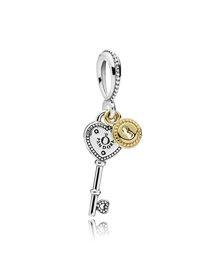 商品PANDORA|Sterling Silver & 14K Gold Key To My Heart Key & Padlock Dangle Charm,价格¥362,第1张图片