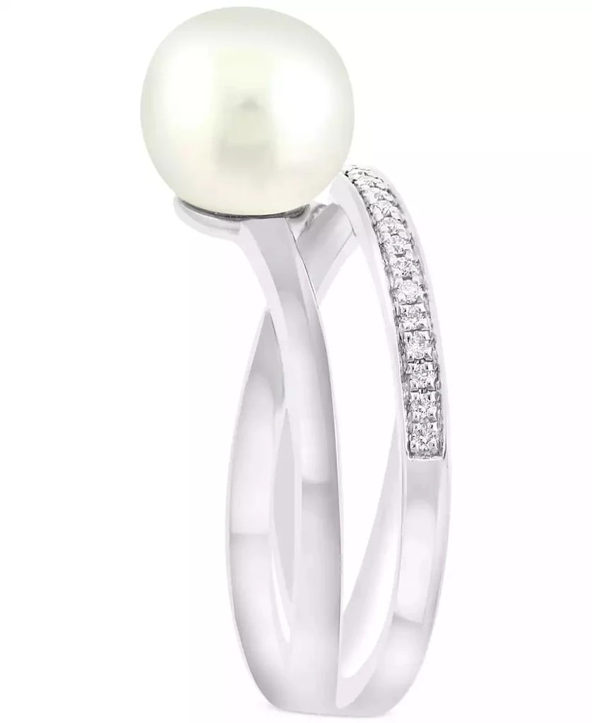 商品Effy|EFFY® Cultured Freshwater Pearl (8mm) & Diamond (1/20 ct. t.w.) Crossover Ring in Sterling Silver,价格¥3928,第3张图片详细描述