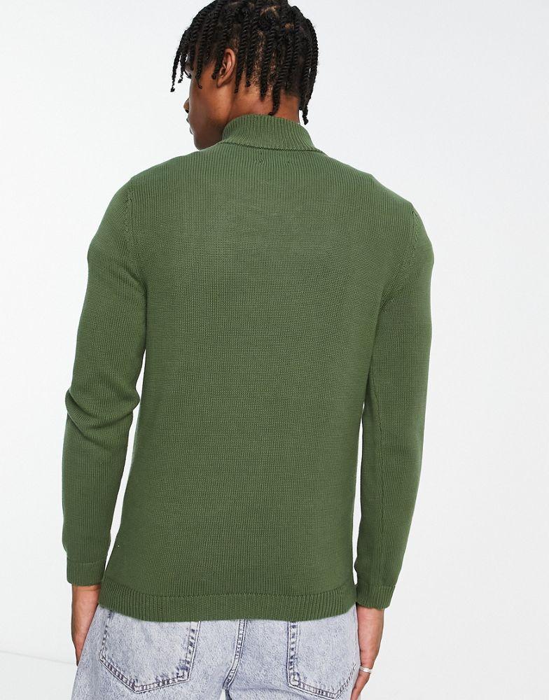 商品ASOS|ASOS DESIGN midweight half zip cotton jumper in khaki,价格¥280,第5张图片详细描述