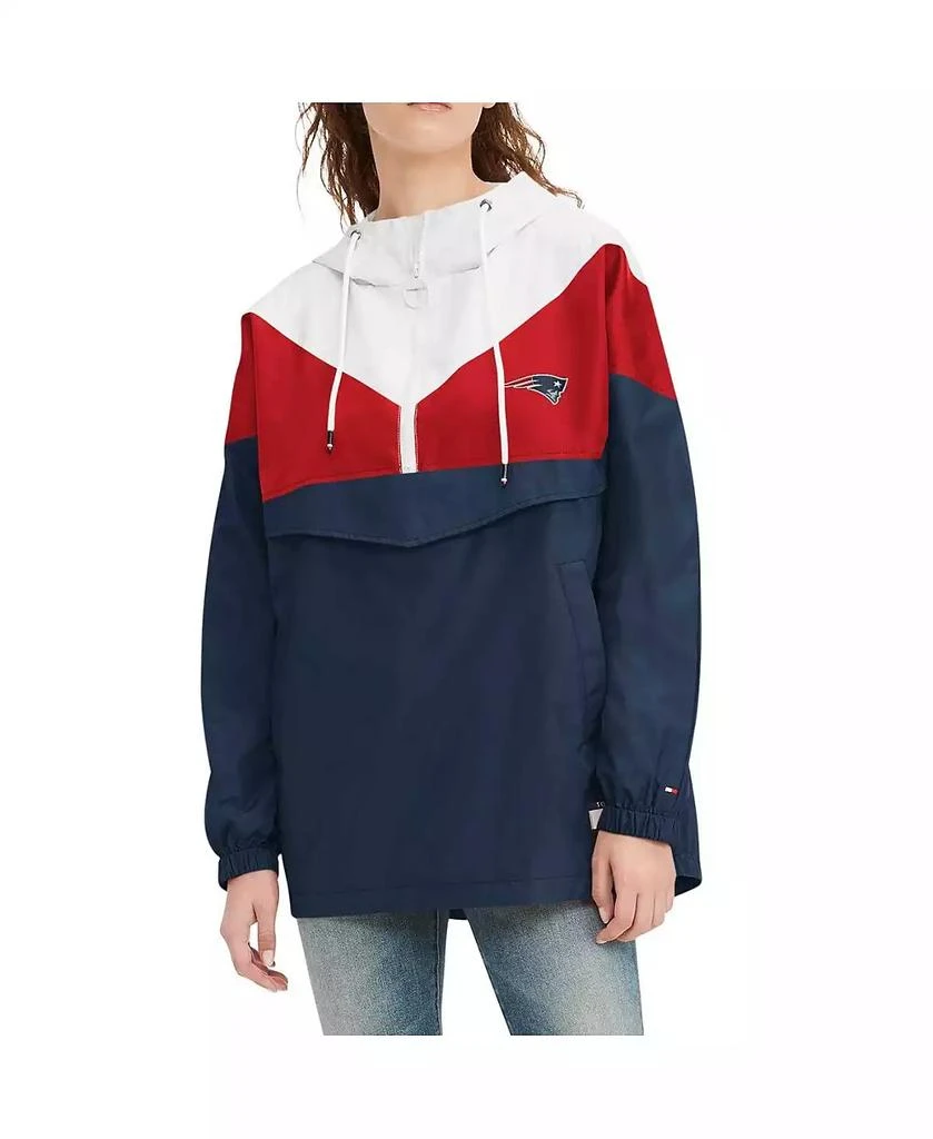 商品Tommy Hilfiger|Women's White, Red New England Patriots Staci Half-Zip Hoodie Windbreaker Jacket,价格¥748,第3张图片详细描述