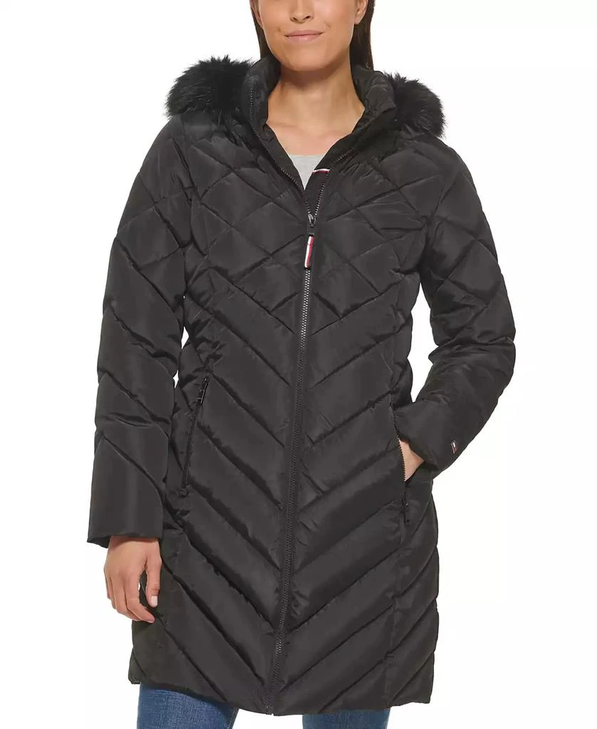 商品Tommy Hilfiger|Women's Faux-Fur-Trim Hooded Puffer Coat,价格¥709,第2张图片详细描述