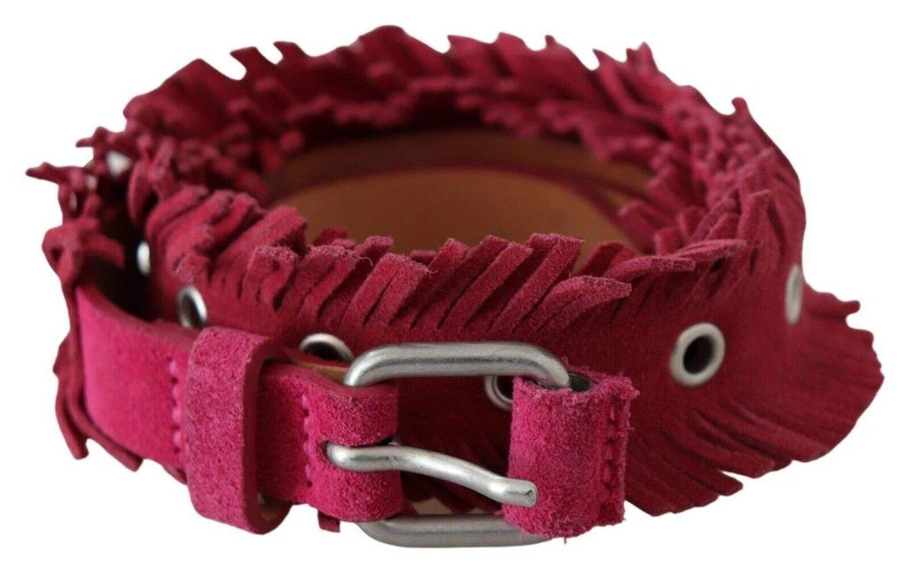 商品ERMANNO|Ermanno Scervino Maroon Leather Fringes Silver Buckle Waist Belt,价格¥714,第1张图片