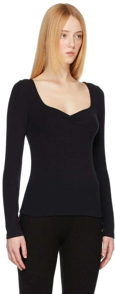 商品Vince|Black Ruched V-Neck Long Sleeve T-Shirt,价格¥874,第2张图片详细描述