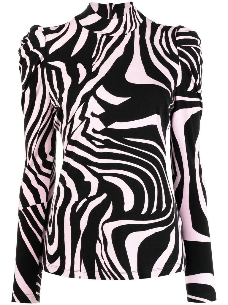 商品Diane von Furstenberg|Women Doha Zebra Bark Giant Mock Neck Top Sweater In Misty Pink,价格¥1652,第1张图片