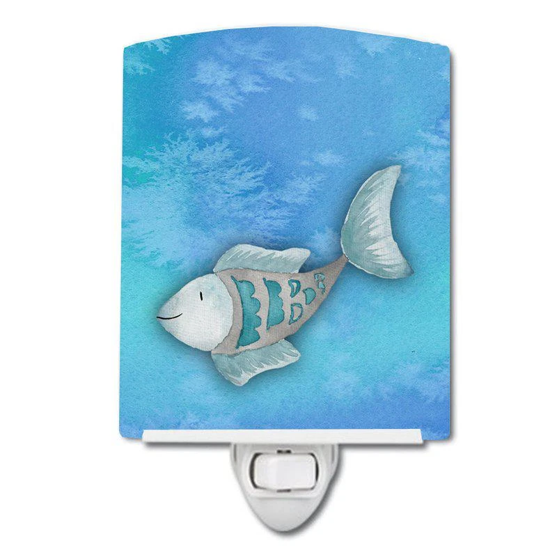 商品Caroline's Treasures|Blue Fish Watercolor Ceramic Night Light,价格¥204,第1张图片