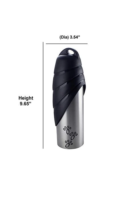 商品Duna Range|Range Plastic Fin Cap Pet Travel Water Bottle In Stainless Steel Large Silver And Black,价格¥62,第4张图片详细描述