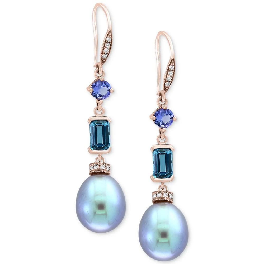 商品Effy|EFFY® Blue Cultured Freshwater Pearl (12 x 10mm), Multi-Gemstone (1-3/4 ct. t.w.) & Diamond (1/8 ct. t.w.) Drop Earrings in 14k Rose Gold,价格¥15614,第1张图片