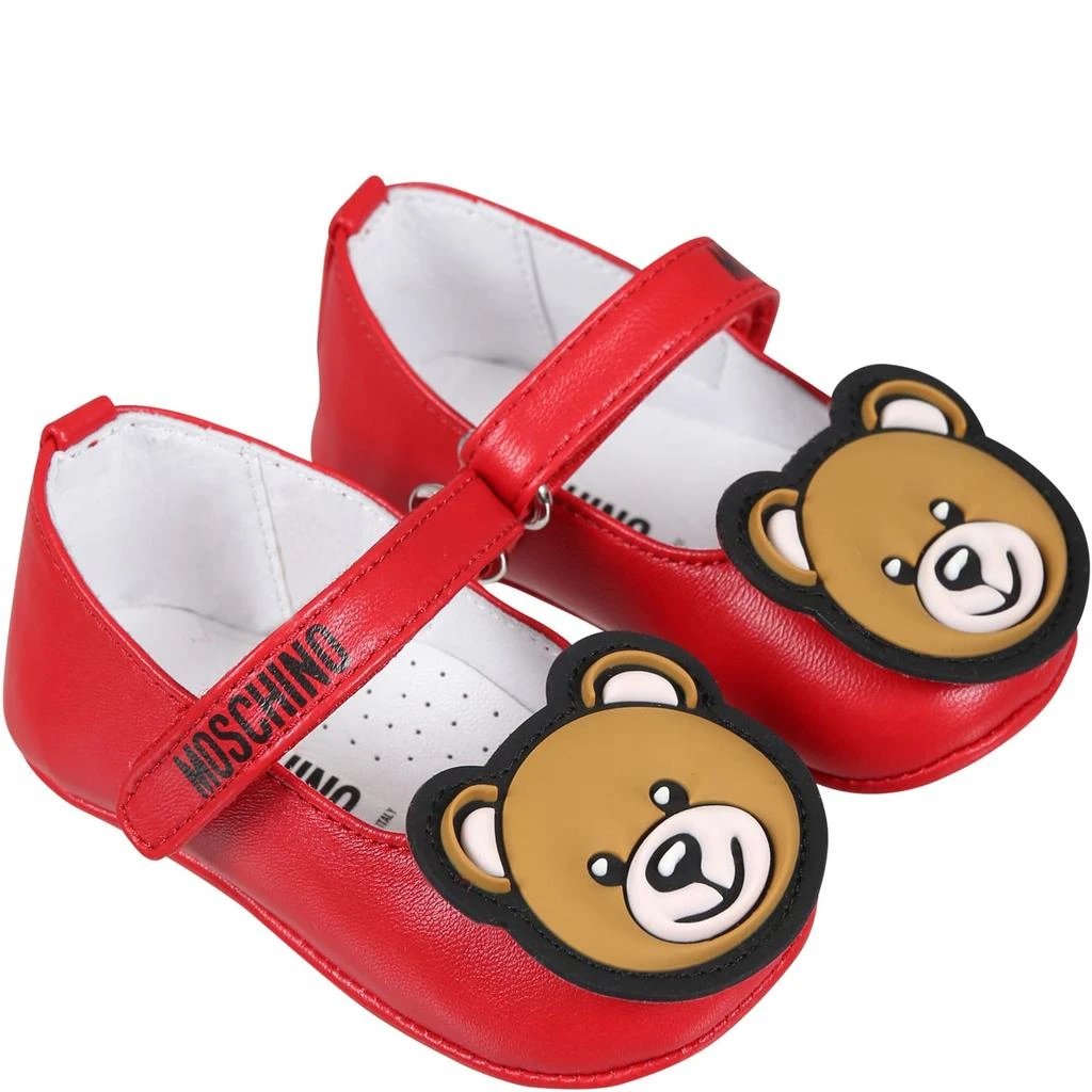 商品Moschino|Moschino Red Ballet Flats For Baby Girl With Teddy Bear And Logo,价格¥1021,第3张图片详细描述