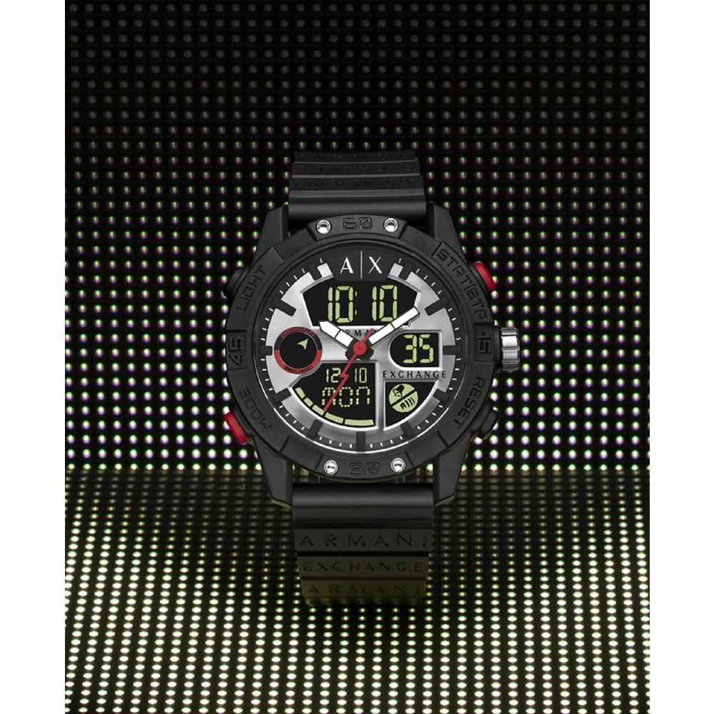 Men's Analog-Digital Black Silicone Strap Watch商品第5张图片规格展示