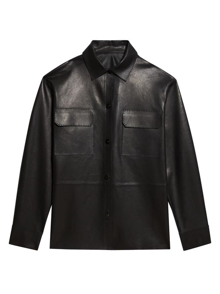 Flap Pocket Leather Jacket商品第3张图片规格展示