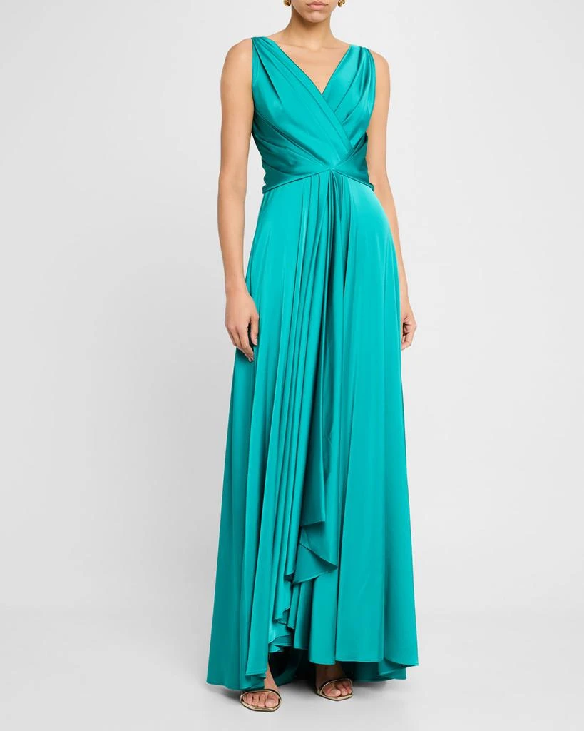 商品Talbot Runhof|Sleeveless Draped Voile Satin Gown,价格¥15576,第4张图片详细描述