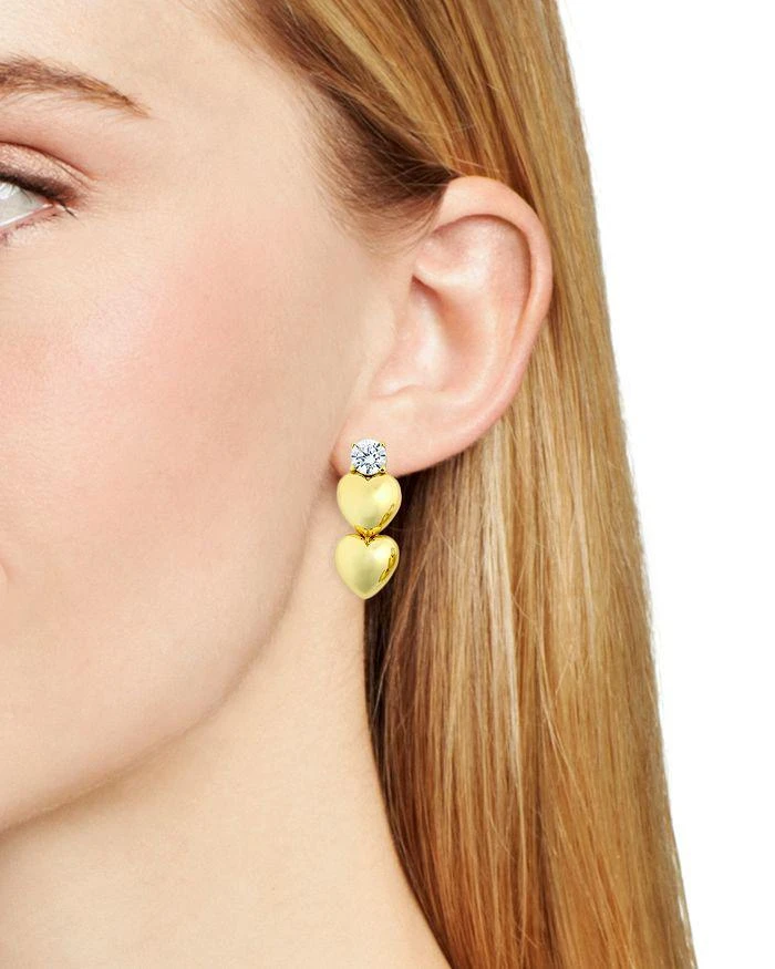 商品Argento Vivo|Double Heart Cubic Zirconia Earrings in 18K Gold Plated Sterling Silver,价格¥410,第2张图片详细描述