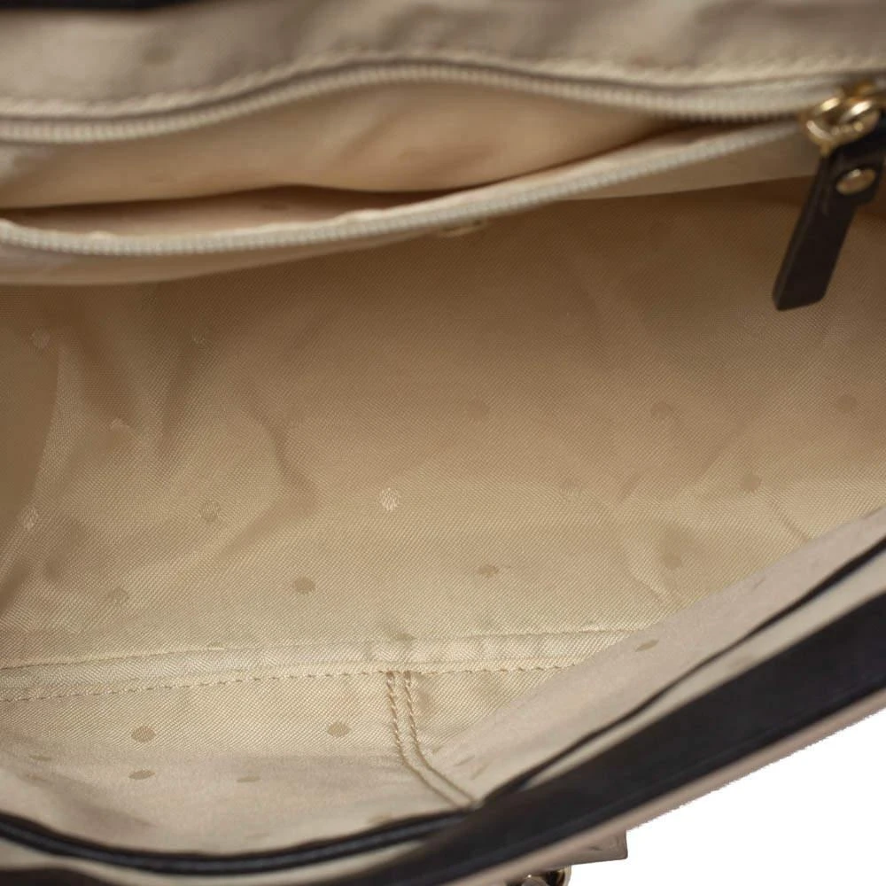 Kate Spade Beige/Black Snakeskin Embossed Leather Pushlock Flap Top Handle Bag 商品