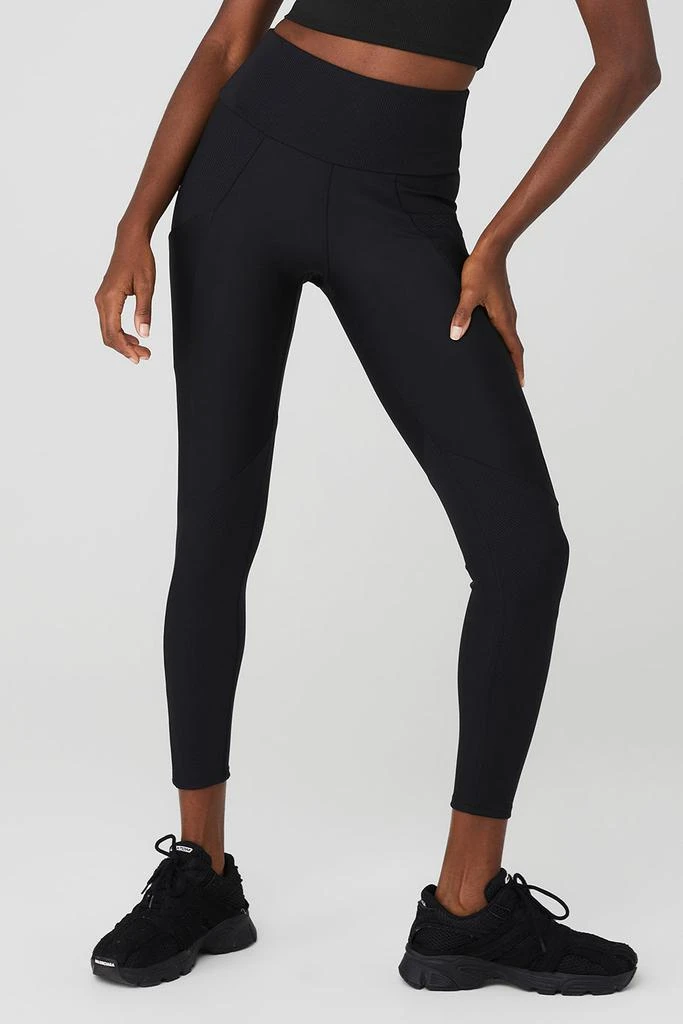 商品Alo|Ribbed Airlift High-Waist 7/8 Enchanted Legging - Black,价格¥1036,第1张图片