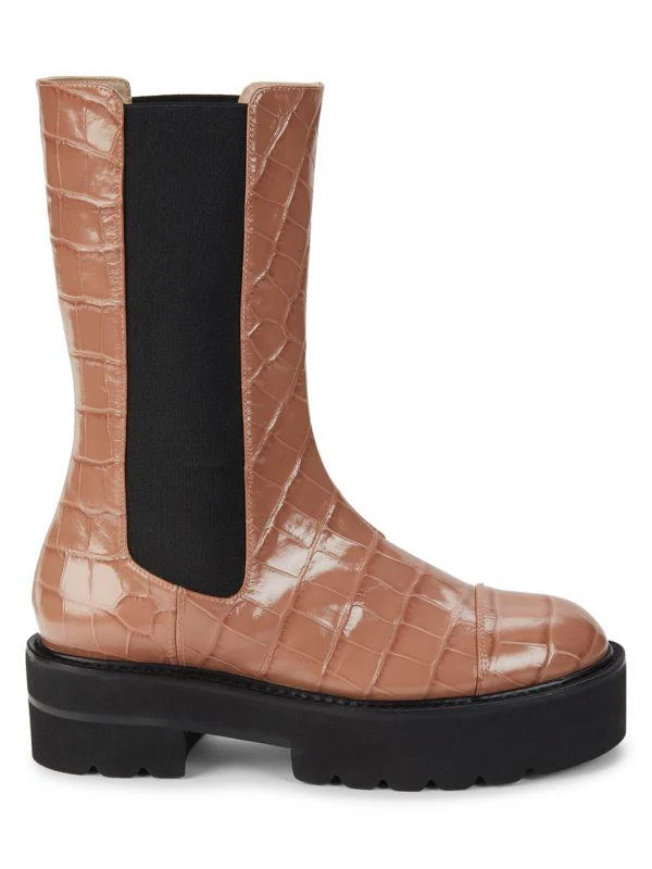 商品Stuart Weitzman|Presley Lug-Sole Croc-Embossed Leather Chelsea Boots,价格¥1287,第1张图片