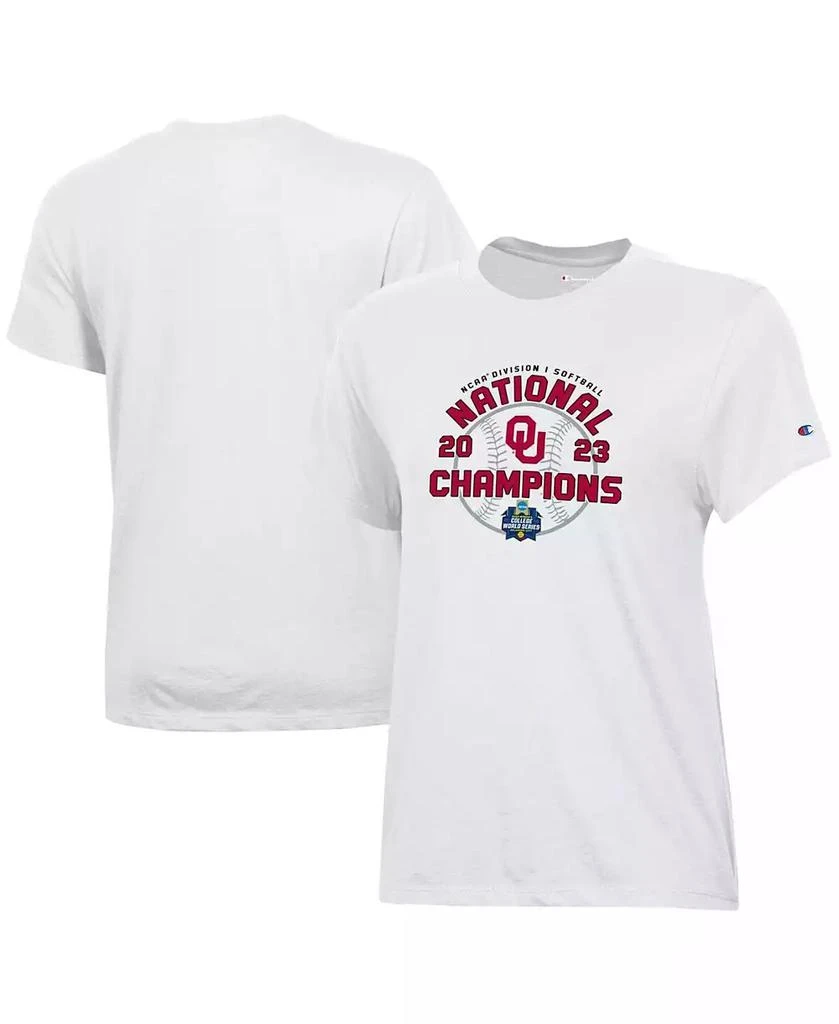 商品CHAMPION|Women's White Oklahoma Sooners 2023 NCAA Softball Women's College World Series Champions Locker Room T-shirt,价格¥165,第1张图片