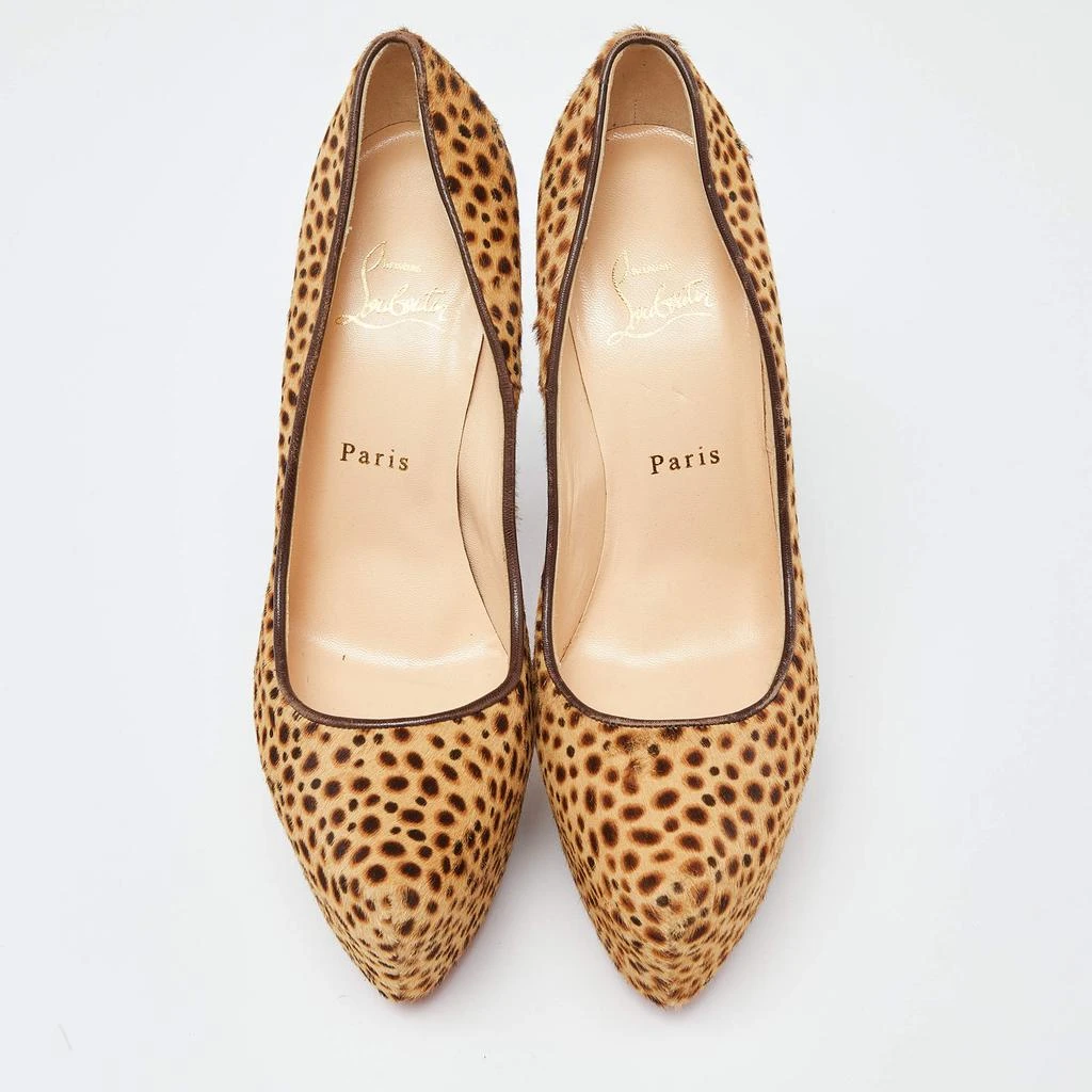 商品[二手商品] Christian Louboutin|Christian Louboutin Beige/Black Leopard Print Calfhair Daffodile Platform Pumps Size 39,价格¥2633,第3张图片详细描述