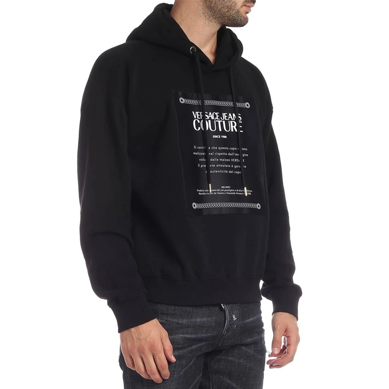 VERSACE JEANS 男士黑色棉质印花连帽卫衣 B7GUA7F2-30216-899 商品