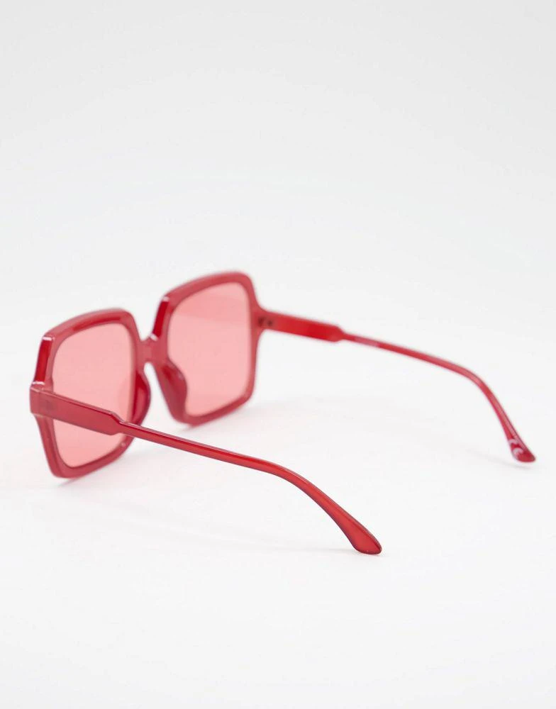 商品ASOS|ASOS DESIGN oversized square 70s sunglasses in red,价格¥77,第2张图片详细描述