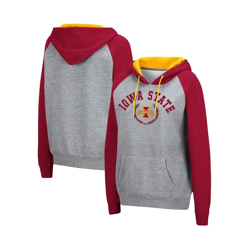 商品Colosseum|Women's Heathered Gray Iowa State Cyclones Contrast Raglan Pullover Hoodie,价格¥248,第2张图片详细描述