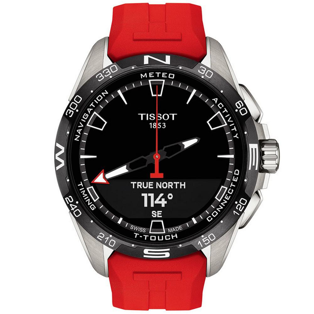 Men's Swiss T-Touch Connect Solar Red Rubber Strap Smart Watch 48mm商品第7张图片规格展示